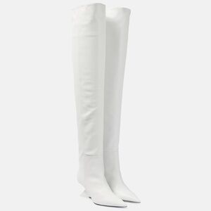 THE ATTICO Cheope leather over-the-knee white boots